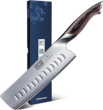 HOSHANHO 7 Inch Nakiri Knife, Japanese High Carbon Stainless Steel Chef Knife, Multipurpose Meat Vegetable Sharp Kitchen Knif
