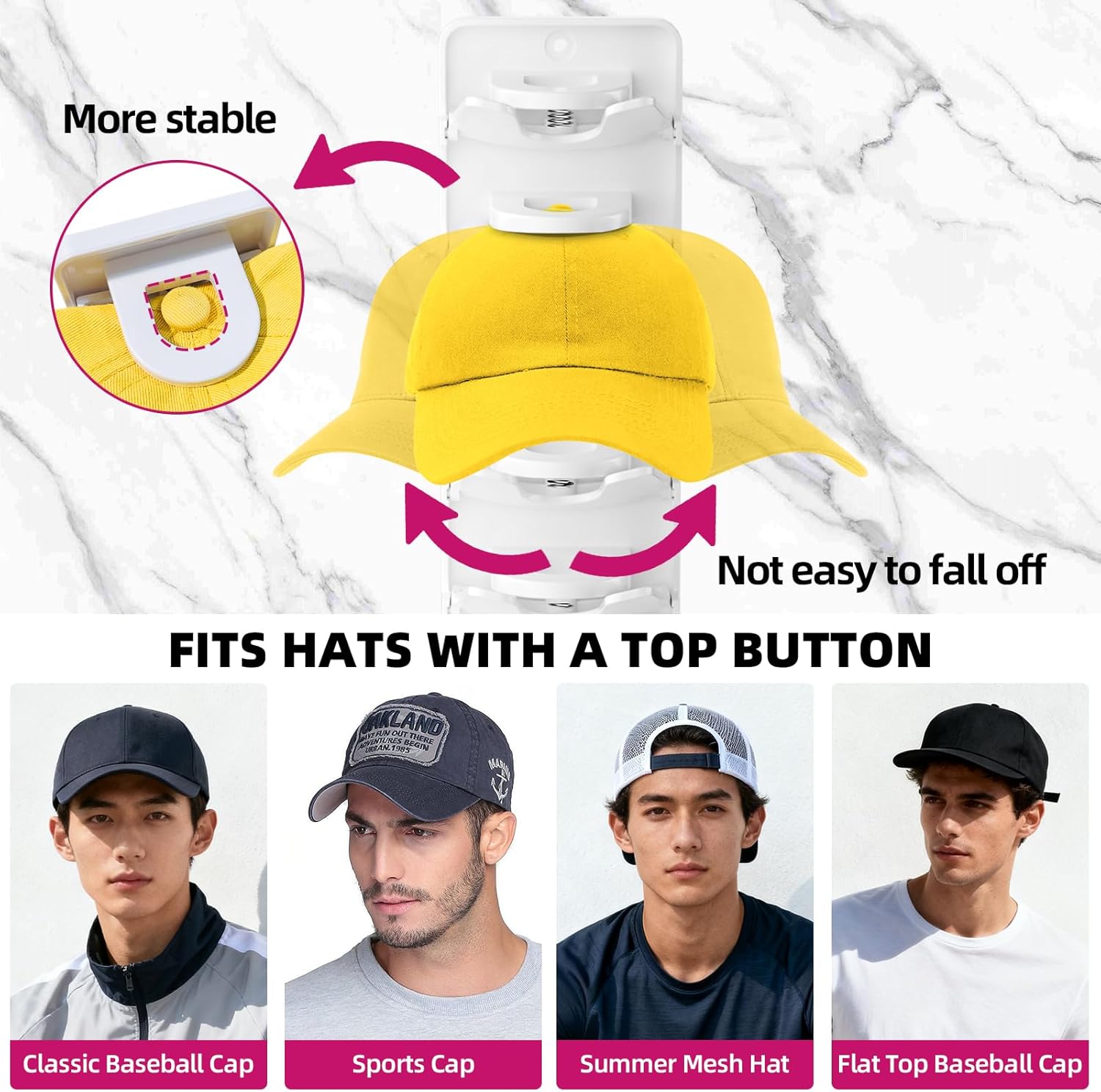 Spring Clip Hat Organizer for Baseball s –, Wall Hat Ra for Door &