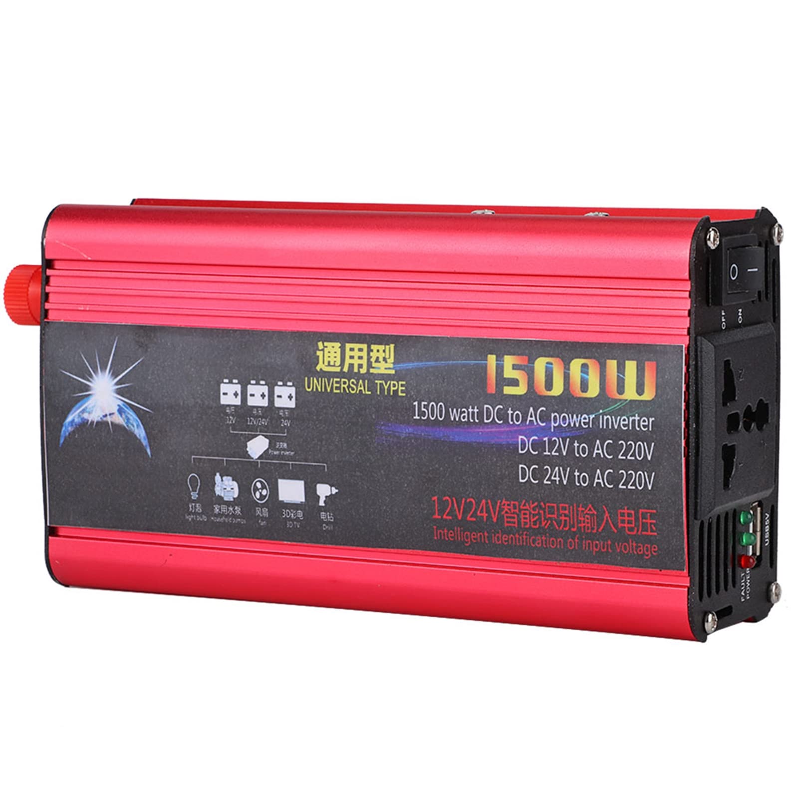 CCYLEZ Przetwornica Napięcia o Mocy 1500W, Konwerter Mocy, 12V, for