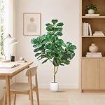 Figuier artificiel avec planteur blanc, 5ft Grand arbre Faux Tall Plantes artificielles Intérieur pour le bureau intérieur Salle de séjour Décor