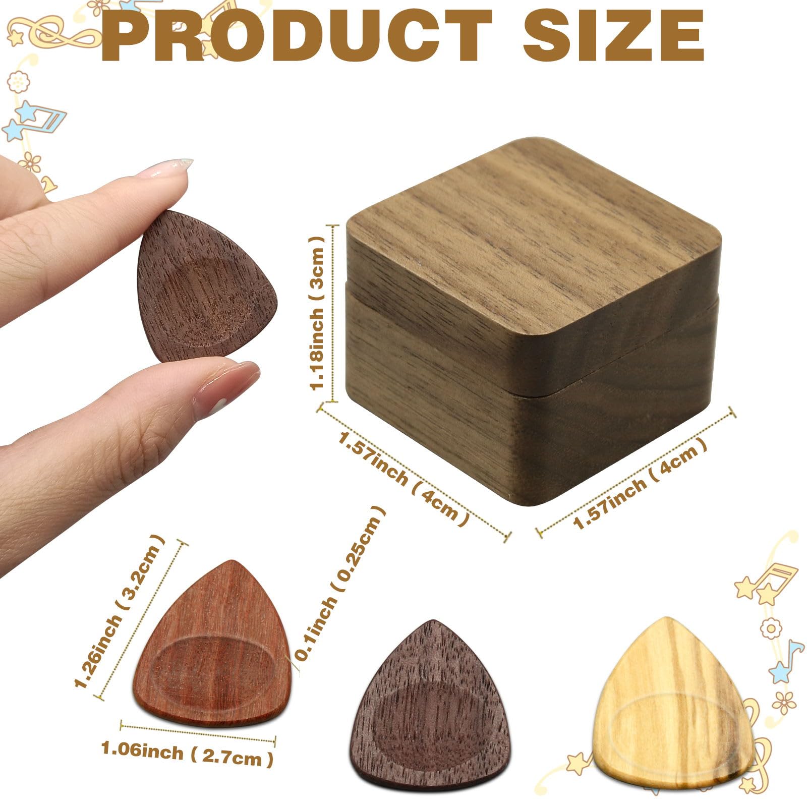 Wood Guitar Picks with Pick Box Personalized Picks Holder - Image 3