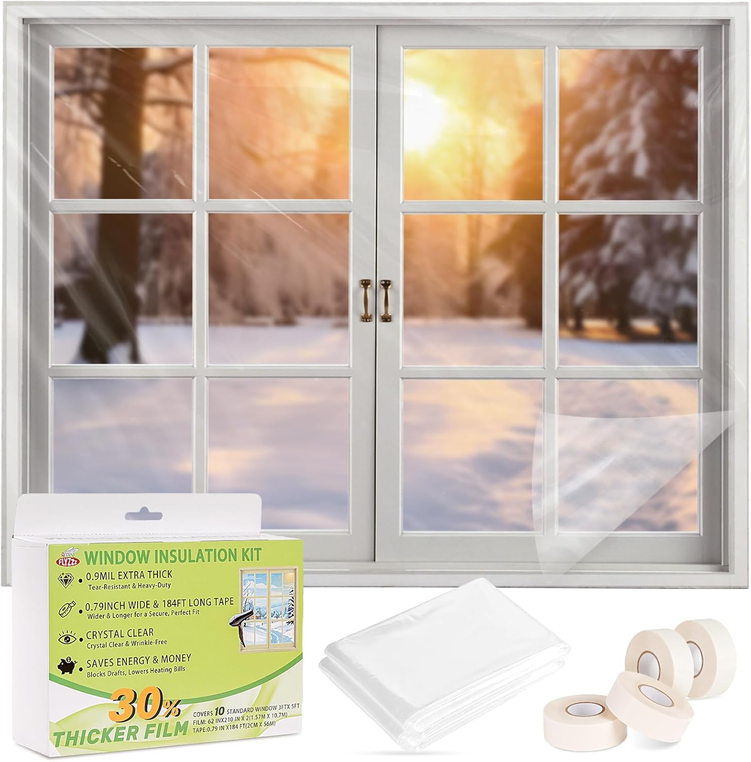FLYZZZ Window Insulation Kit, 0.9 Mil Window Insulation for Winter ...