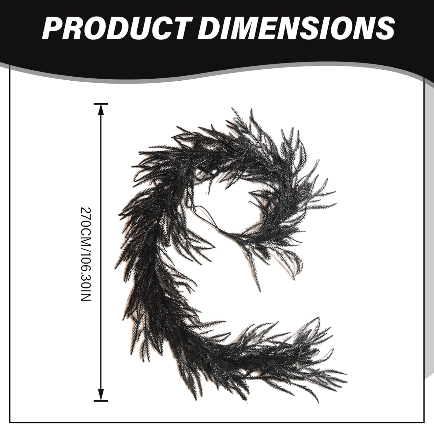 Norfolk Pine Garland 9ft Artificial Halloween Garland Realistic Christmas PE Decorative Ideal for Front Door Wall Mantel