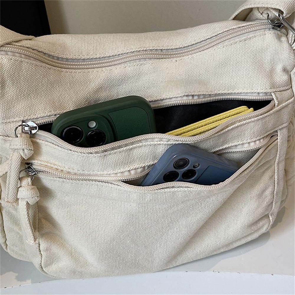 Canvas Shoulder Bag for Women Slouchy Purse Crossbody Bags Casual Work Commute Bag Tote Handbags