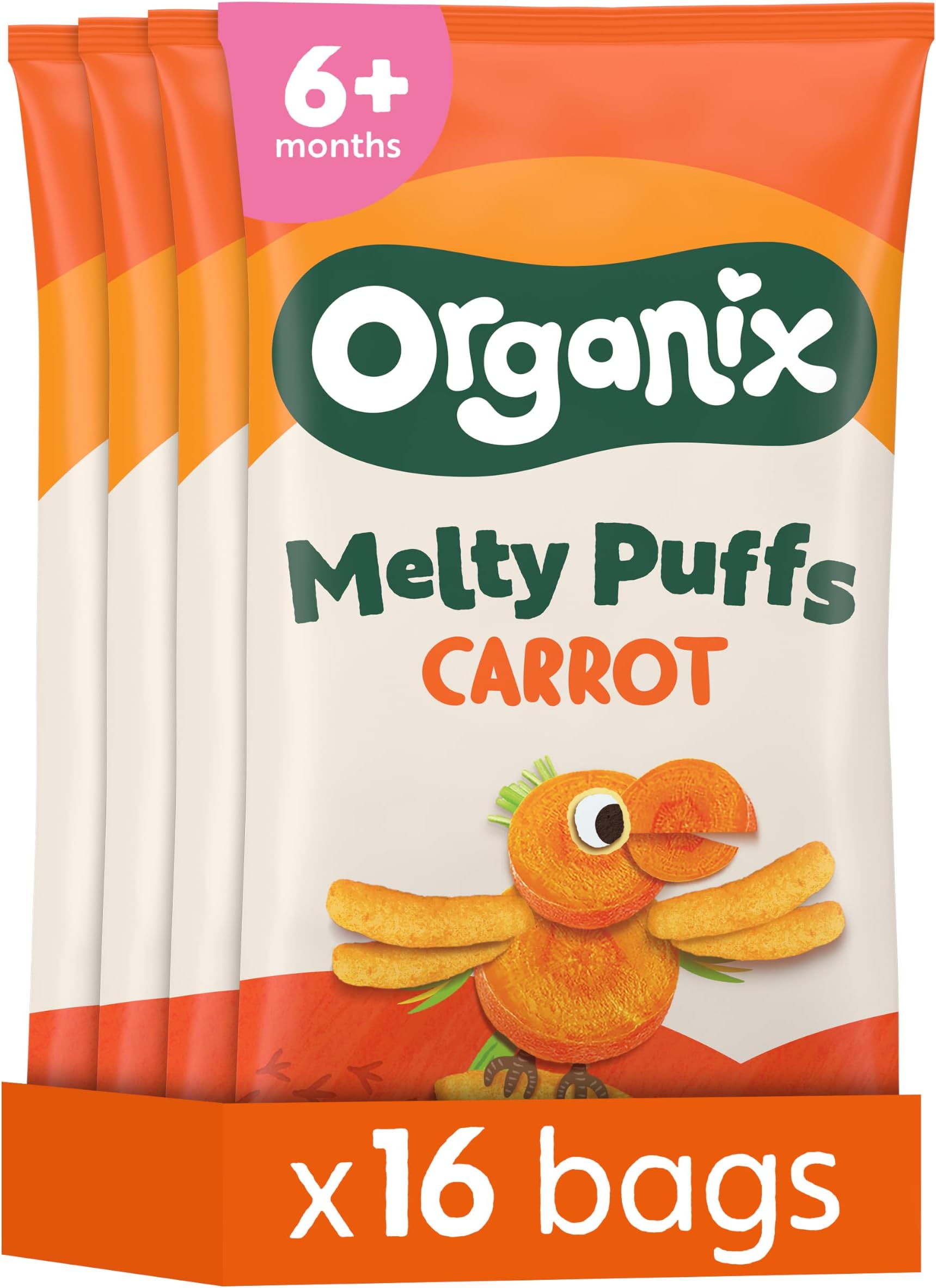 Organix Melty Carrot Puffs Organic Baby Finger Food Snack Multipack
