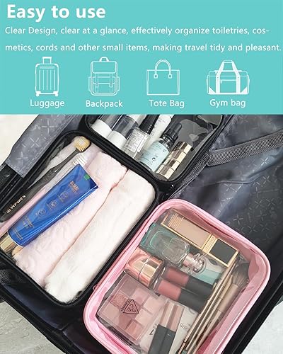 Miniatura 7 de Bolsa de aseo aprobada por la TSA, bolsas de viaje transparentes con asa para artículos de tocador y maquillaje, bolsas de viaje transparentes