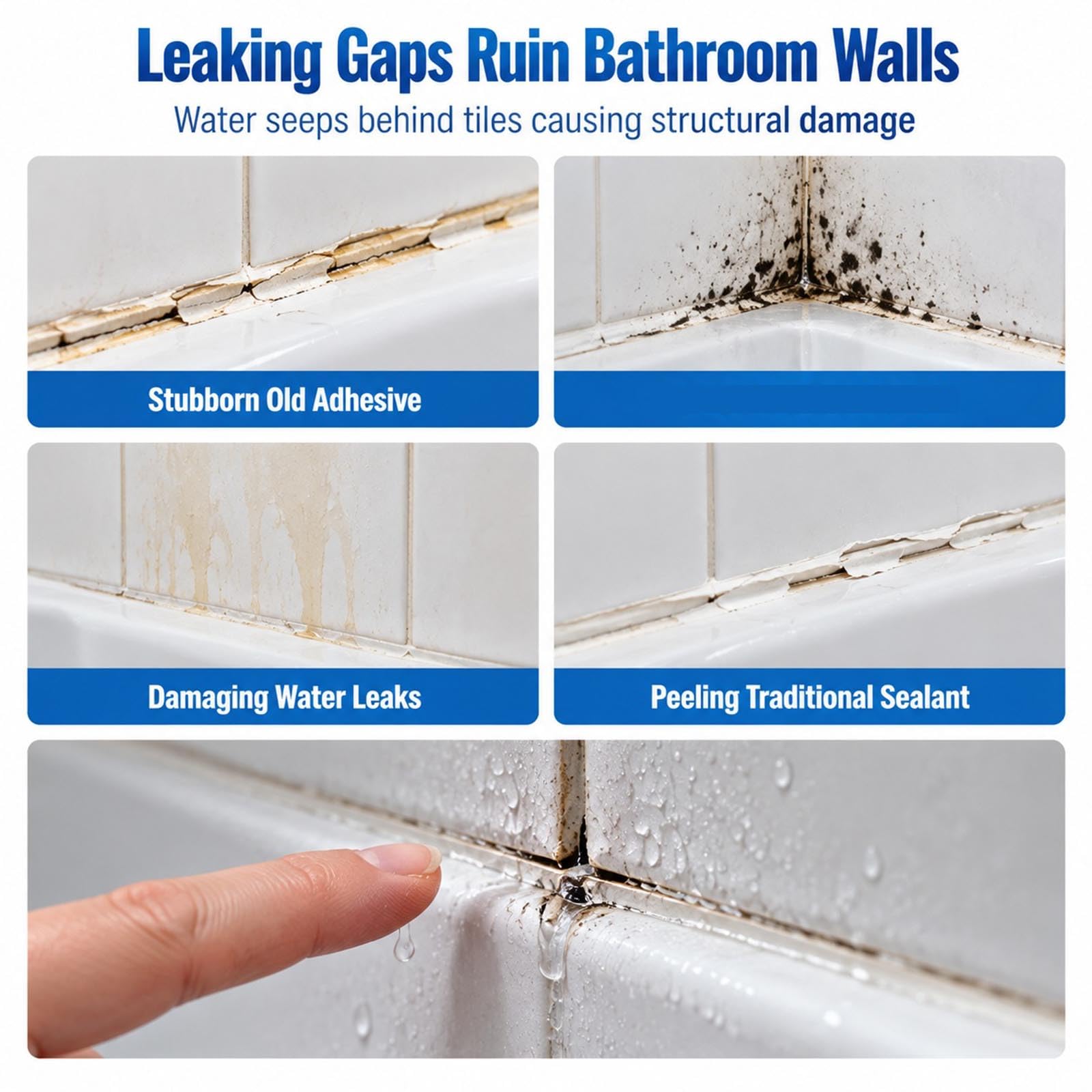 Kit de eliminador de adhesivo y sellador impermeable para baño (3PCS)