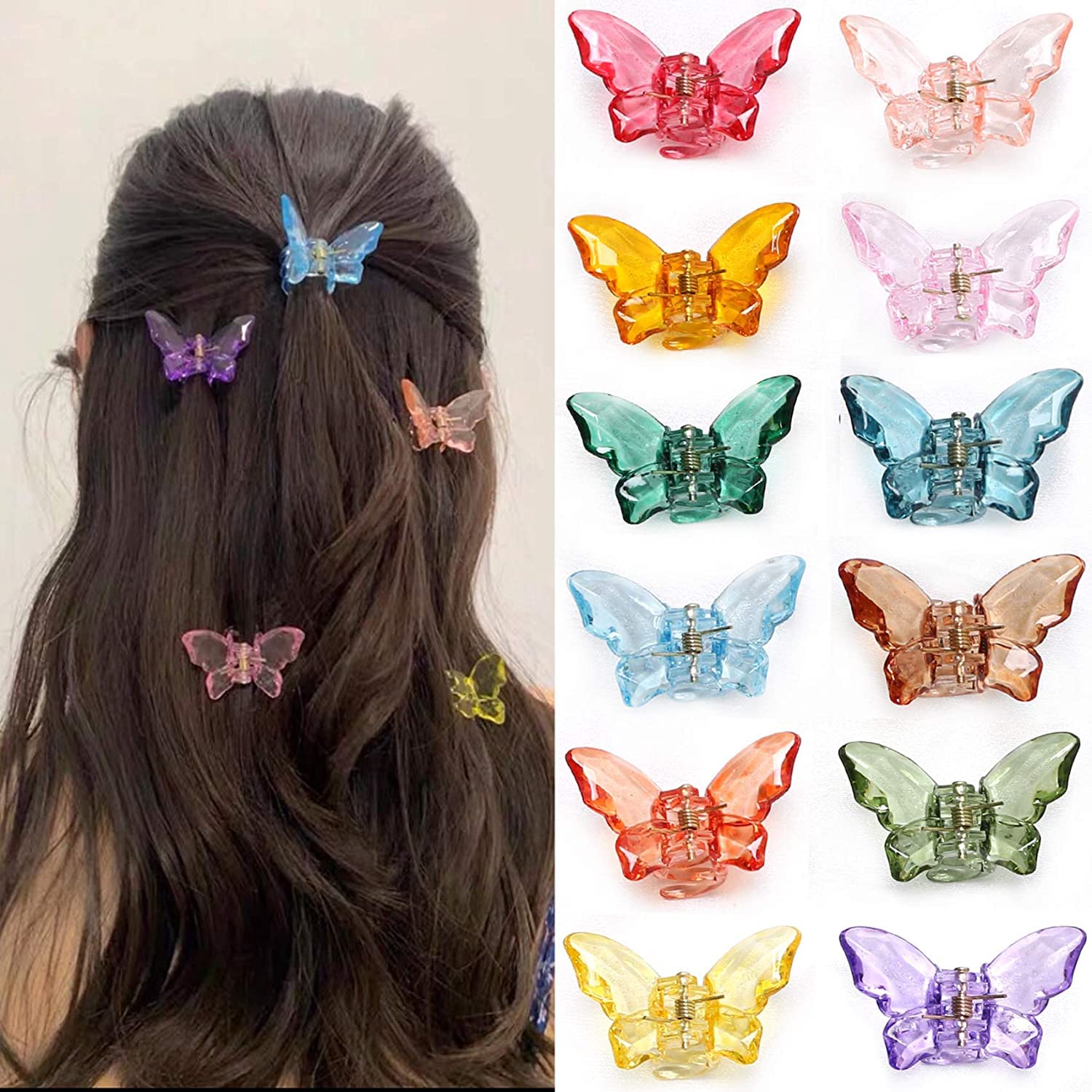 HIRE Hair Claw Clips Transparent Crystal NonSlip Jaw Clips Clear