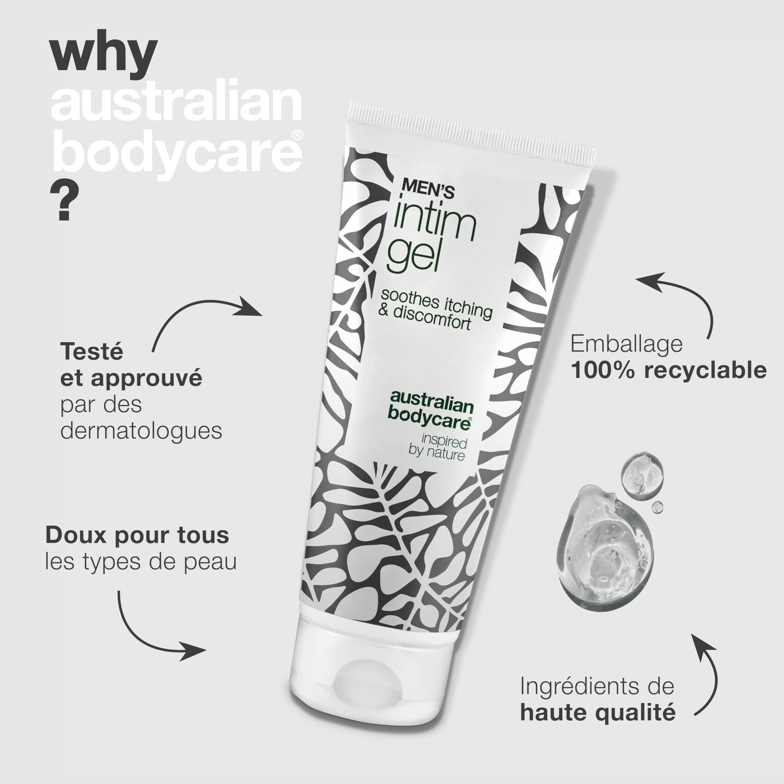 Gel Intime pour Hommes – Réduit les rougeurs, les irritations et les démangeaisons de l’aine. Spécialement conçu pour les hommes à la peau sensible