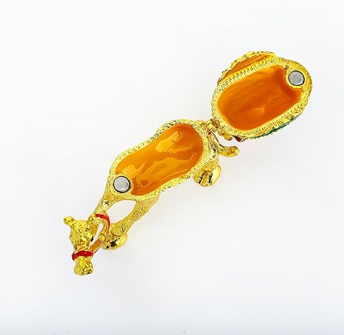 Vista 6 de YU FENG Adorno de decoración de figuras de camello de cristal, estatuas de camello esmaltado dorado, caja de joyería con bisagras