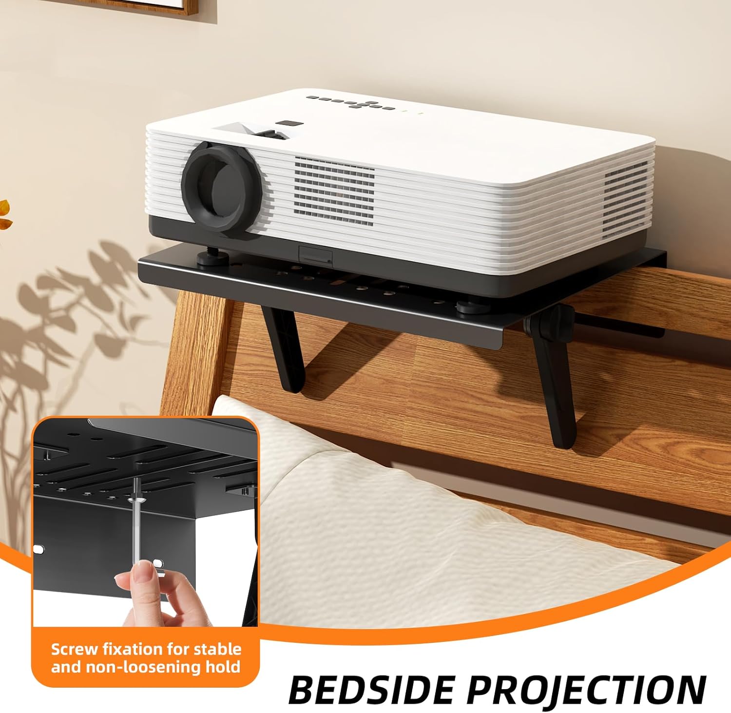 CABTE Metal Projector Mount Adjustable Angle, Suitable for Projectors and Speakers Perforated Design for Heat Dissipation Foldable for Storage,Hidden Wall-Mounted (11.81 * 9.45inch)