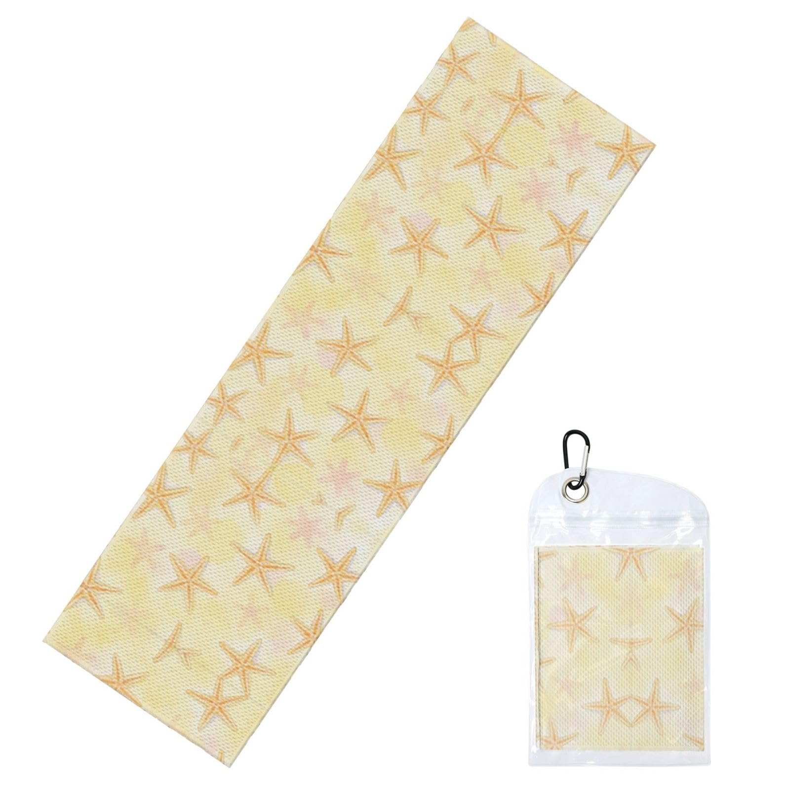 DUYIOKH Orange Starfish Print Cooling Towel, Portable Towel for Gym Workout Golf Beach World Cup Sports Hot Weather