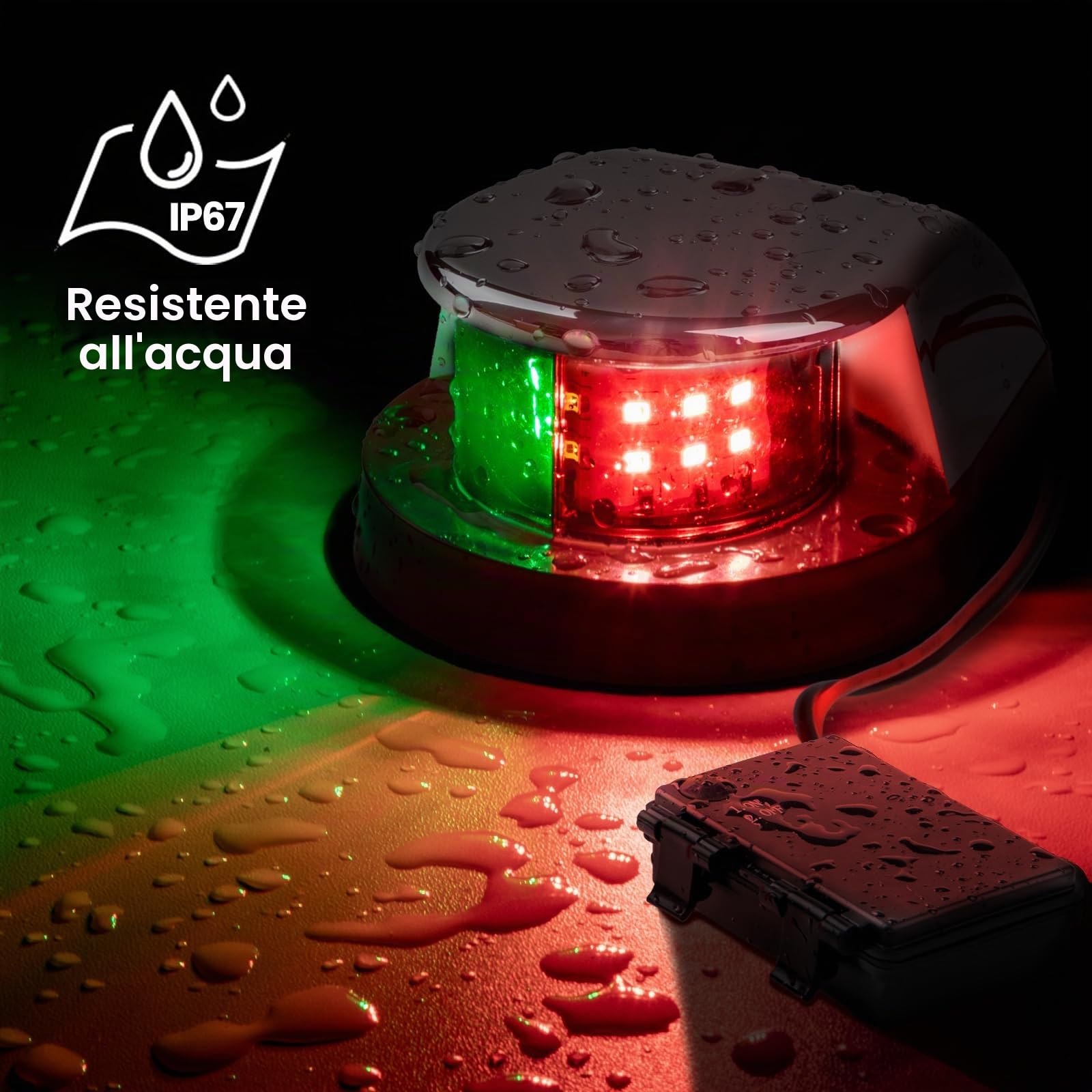 Luci di Navigazione a LED per Barche a Batteria, Installazione Senza Attrezzi, Impermeabili IP67, Luci di Prua Rosse e Verdi per Barche da Pesca, Barche a Consolle Centrale