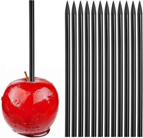 30 palitos acrílicos de manzana de caramelo, varillas acrílicas puntiagudas negras de 6 pulgadas para Halloween, palitos de manzana de caramelo,