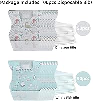 Vista 2 de Baby Disposable Bibs 100 pcs -Self feeding Food Crumb Catcher