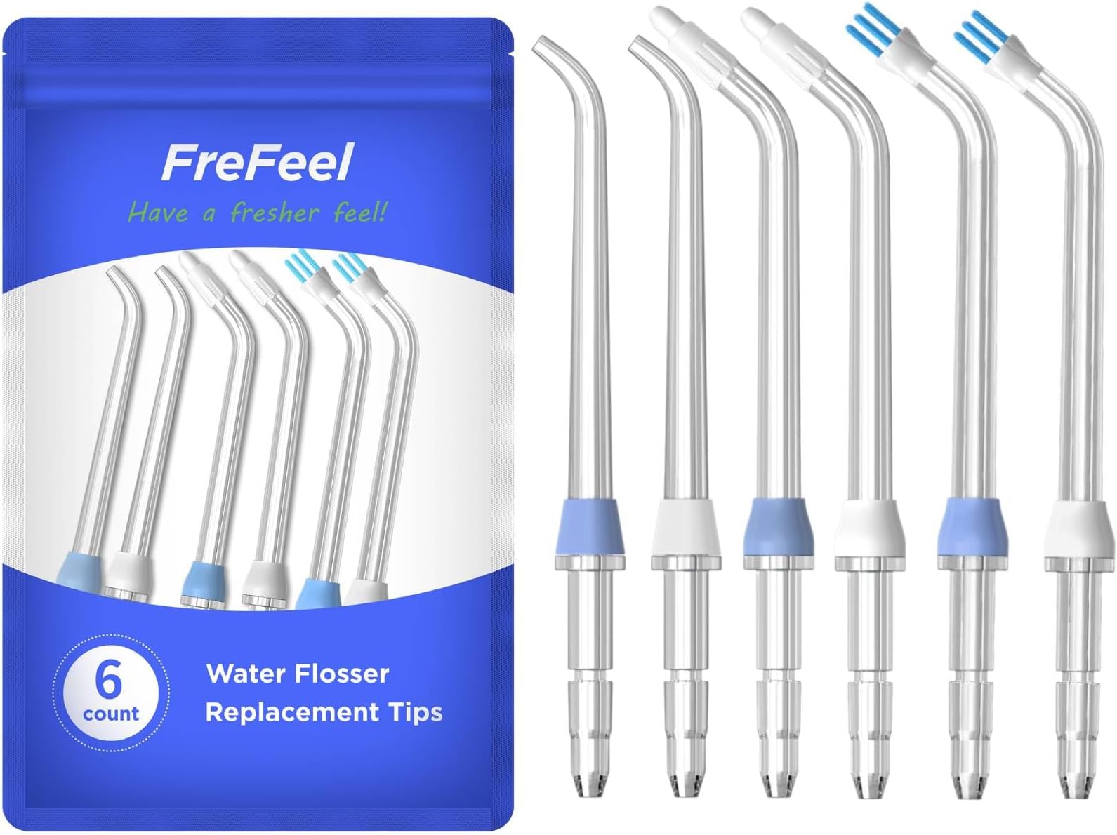Replacement Tips for Waterpik Water Flosser (2 Classic Jet Tips & 2 Orthodontic Tips & 2 Plaque Seeker Tips)