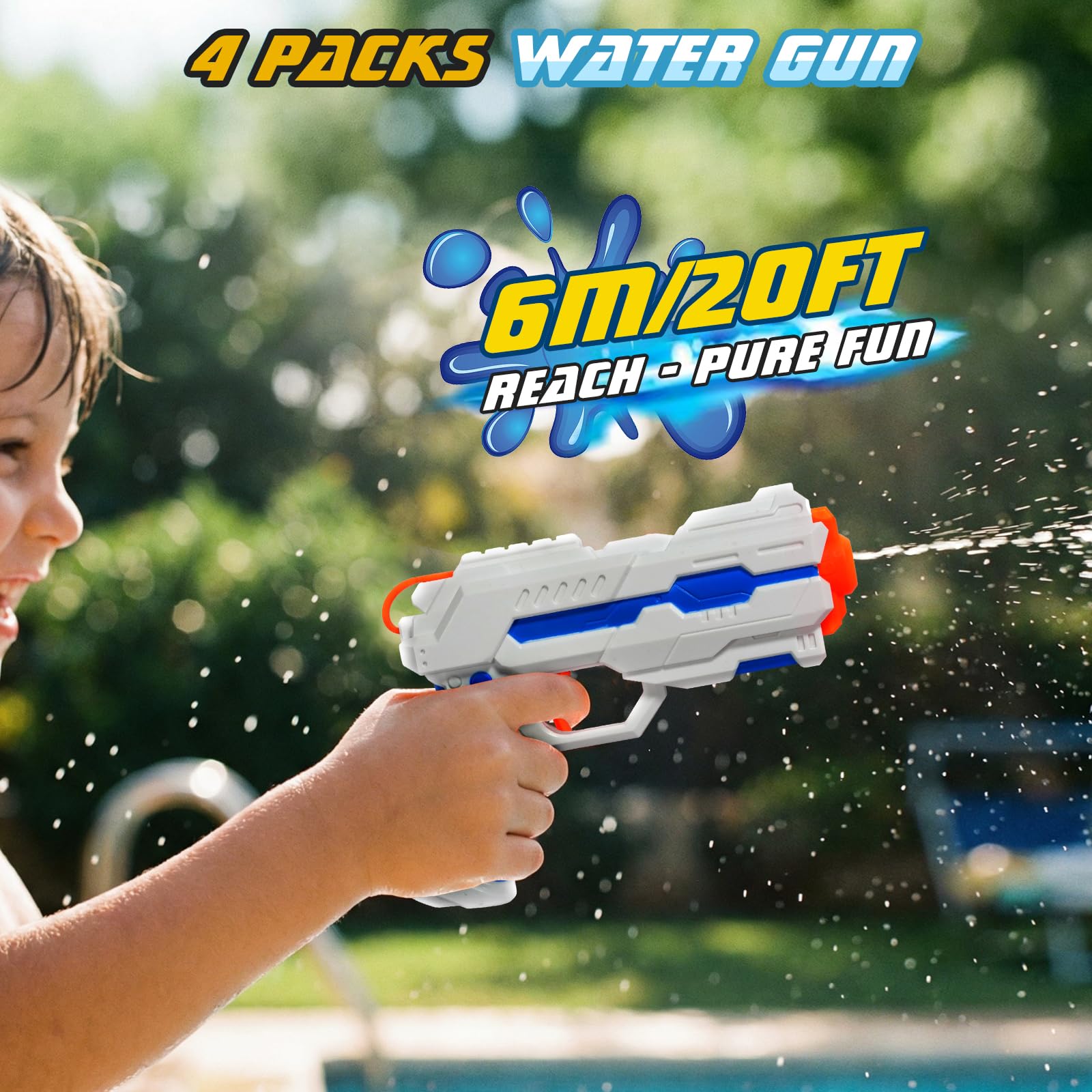 MOZOOSON Lot de 4 Pistolets a Eau de 180 ML pour Enfants | avec Portée Jusqu'à 6M, Pistolet a Eau Petit pour Filles et Garçons, Fêtes D'été en Plein Air, Plage, Piscine