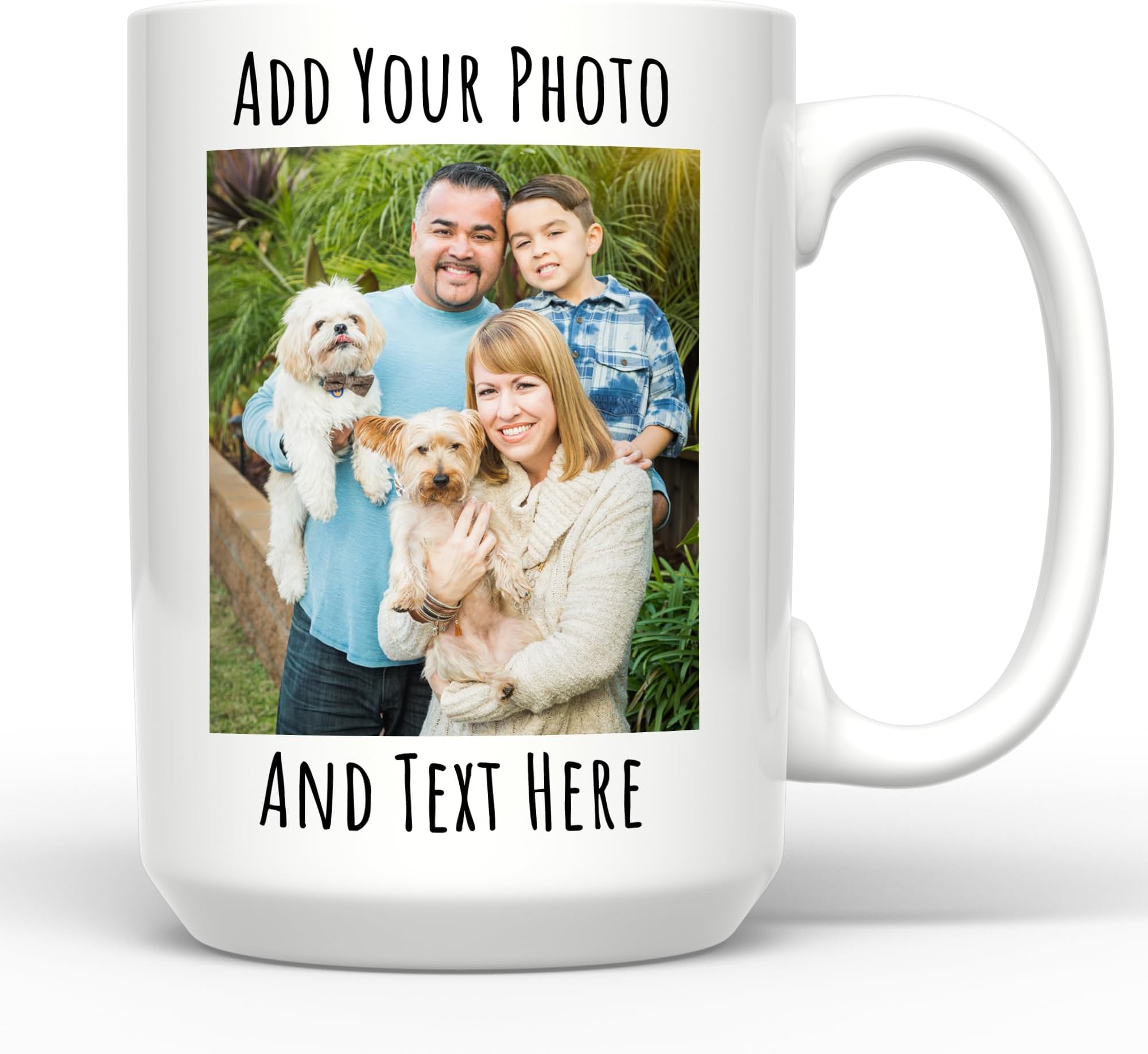 - Personalized Coffee Mug 15 Oz, Custom Picture Text or Logo Ceramic Mug, Customized Gift for Men & Women, Taza Personalizada with Photo and Words, Customizable Large Tea Cup | White