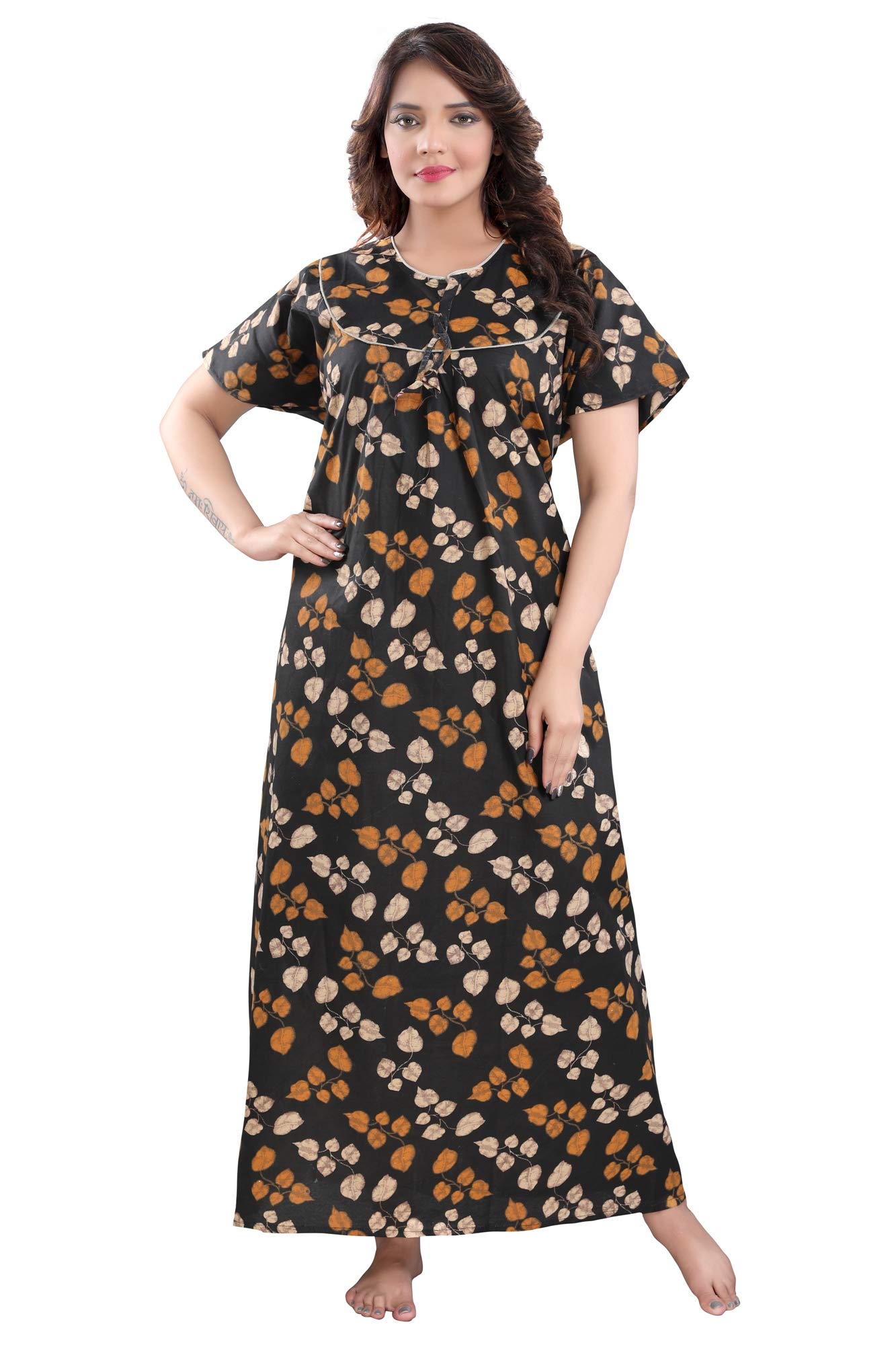 FabmeWomen's Printed Cotton Nightdress Nighty - Pack of 1