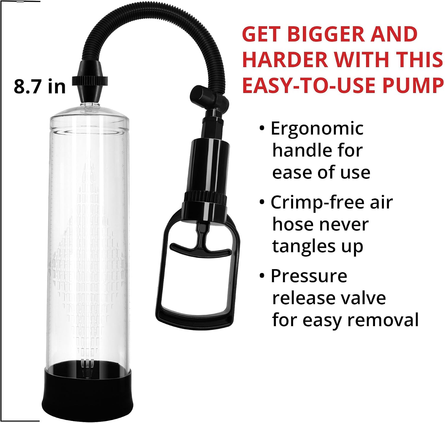 Adam & Eve Starter Penis Pump Enlarger, Improved Erection, Cock Sexual Stimulation Device & Masturbation, Mens Erectile Dysfunction Adult Sex Toy, Increase Penile Size, 8.6" x 2.7", Clear