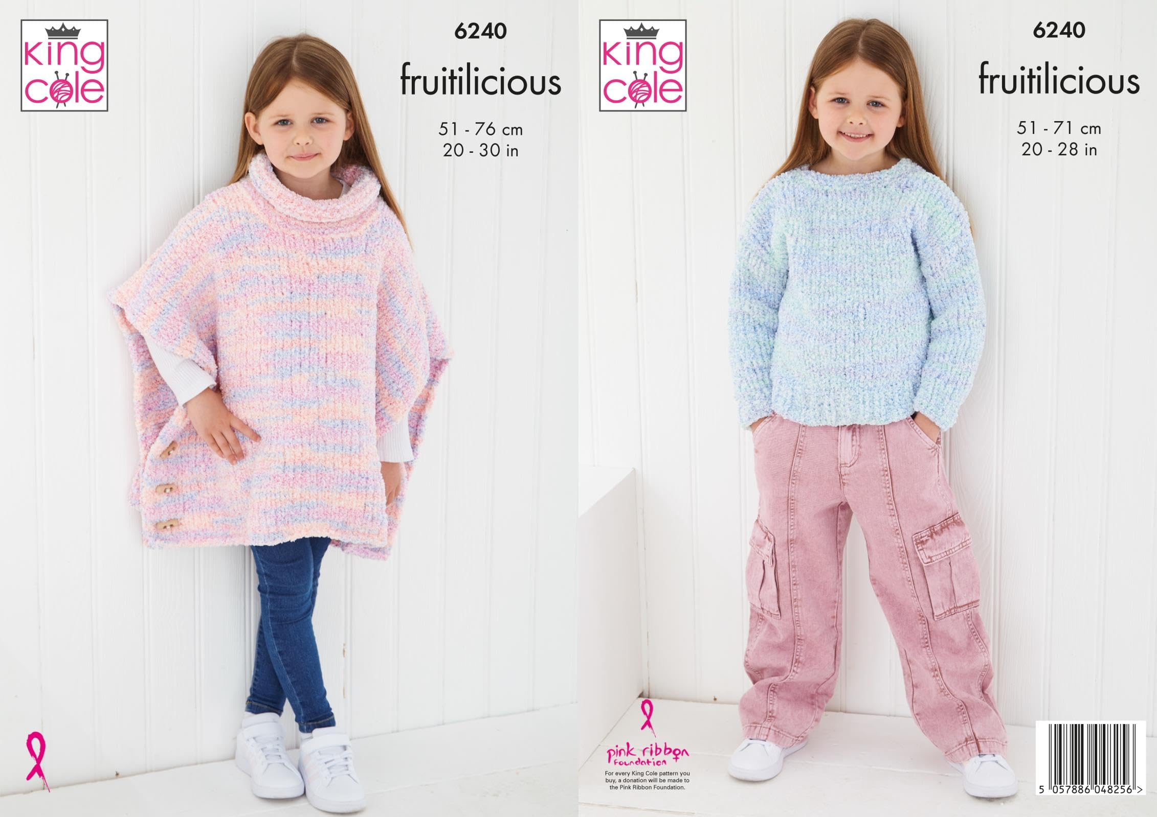 King Cole Girls Fashion Knitting Pattern Kids Poncho and Sweater (6240)