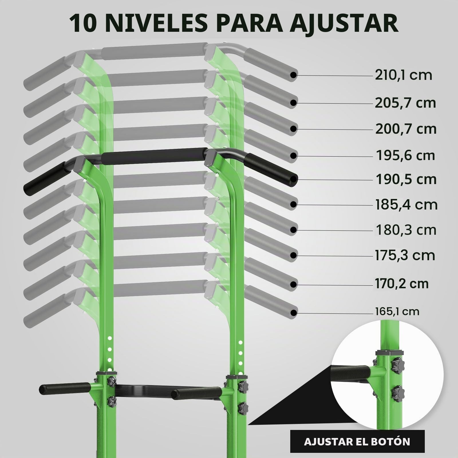 SogesHome Power Tower Estación de Dominadas Barra de dominadas para Gimnasio en casa, Gimnasio, estación de inmersión, Altura Ajustable, Entrenamiento Corporal