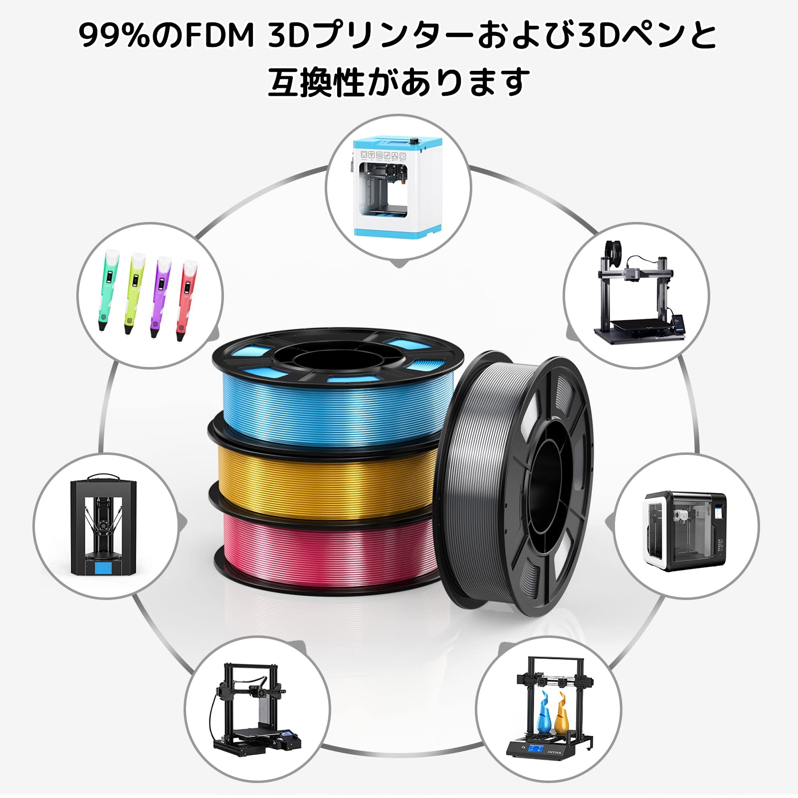 Amazon.co.jp: Entina 4色シルクフィラメント 1.75mm径 3dプリンター用 