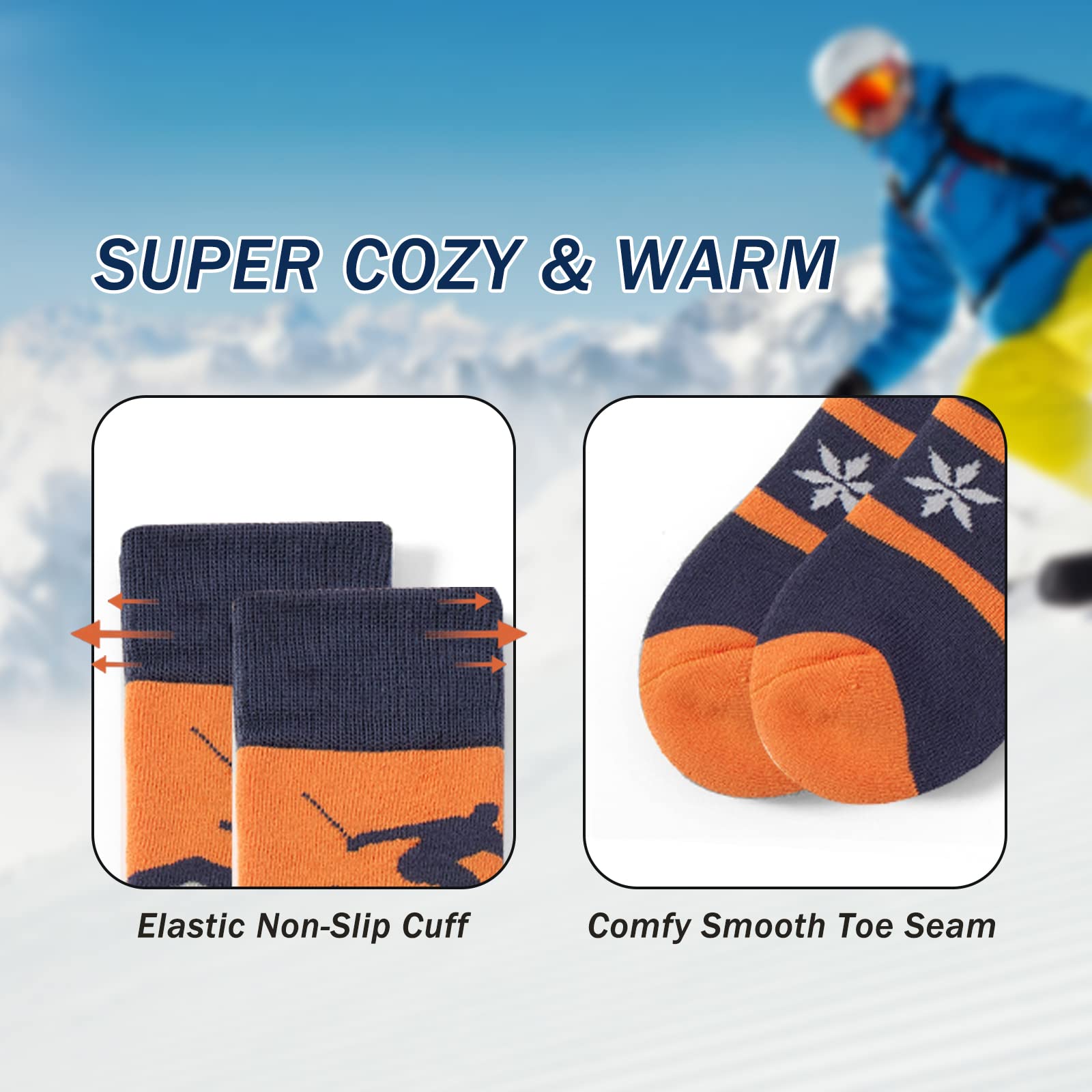 Boys Ski Socks Kids Winter Warm Socks Boys Long Socks Cozy Thermal Socks for Boys Multipack 3 Pairs