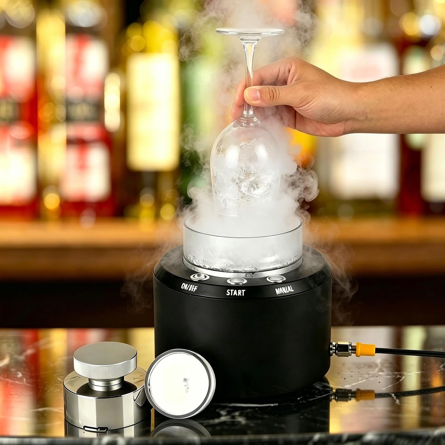 Máquina De Hielo Seco, Máquina De Limpieza con Hielo Seco 20 W, Fabricación Rápida De Hielo Seco En 10 S, 2 En 1 Manual/Automática, 20-30 G/Lote, para Bares, Yates, Restaurantes, Hoteles