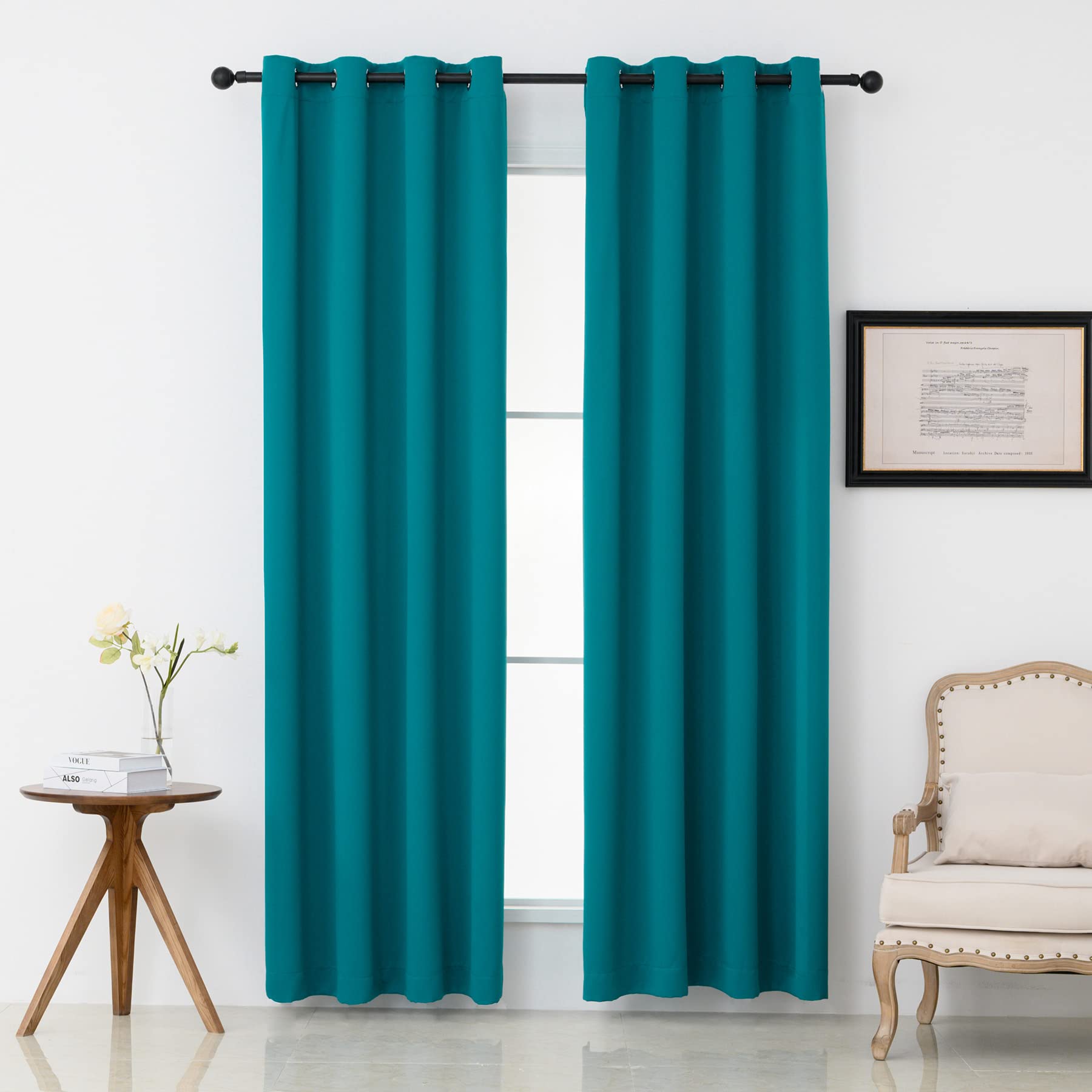 PICKLUC Teal Blackout Curtains with Grommet 84 Inches Long 2 Panels, Light Blocking Window Drapes for Living Room, Thermal Insulated, Noise Reduction, Privacy Protection, 52" Wide x 84" Length