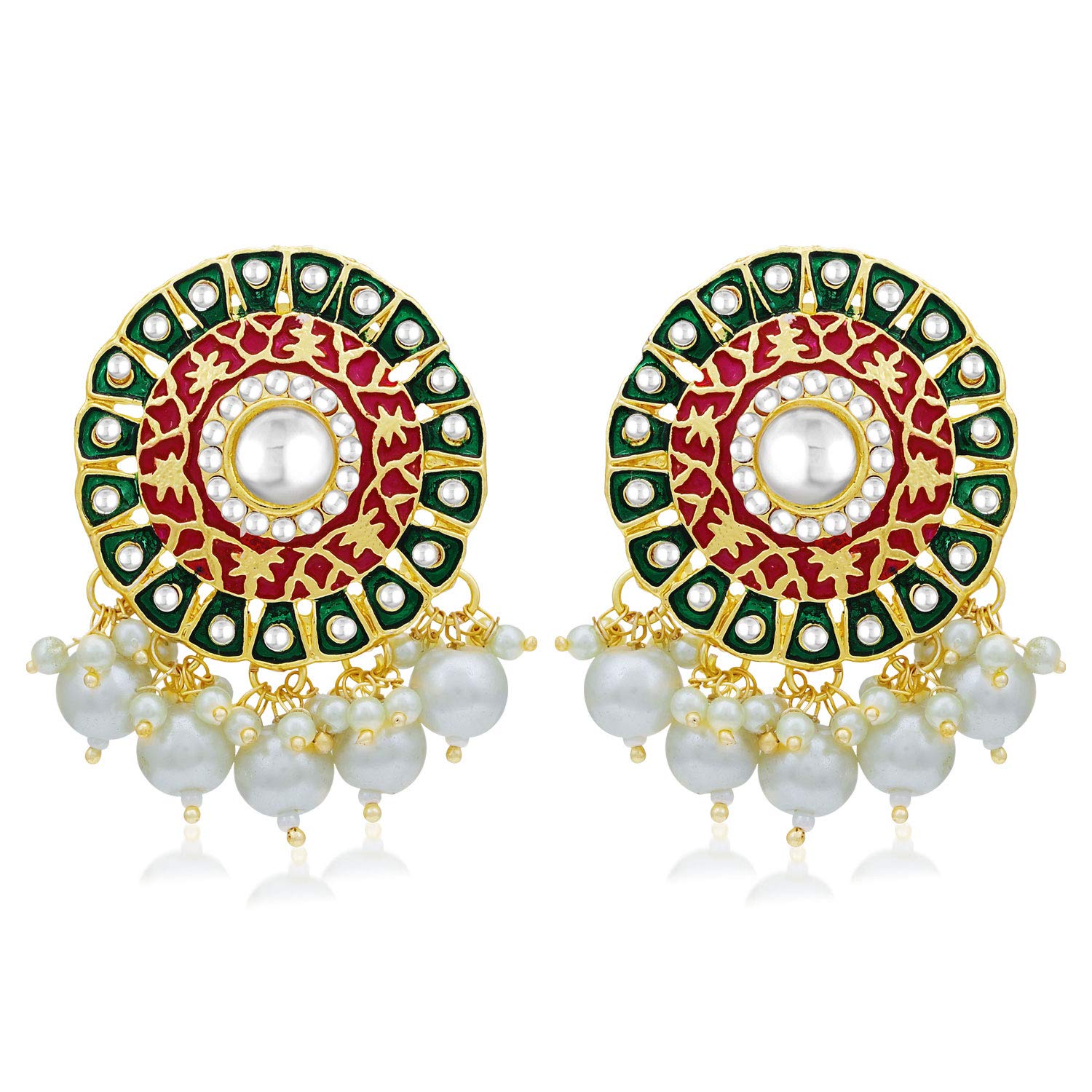 See full amazon price history chart for Sukkhi Classic Pearl Red and Green Brass Gold Plated Kundan Meenakari Stud Earring for Women (SKR56846) Sukkhi Classic Pearl Red and Green Brass Gold Plated Kundan Meenakari Stud Earring for Women (SKR56846) (B08G2BJT9V) Amazon Price History, Amazon Price Tracker