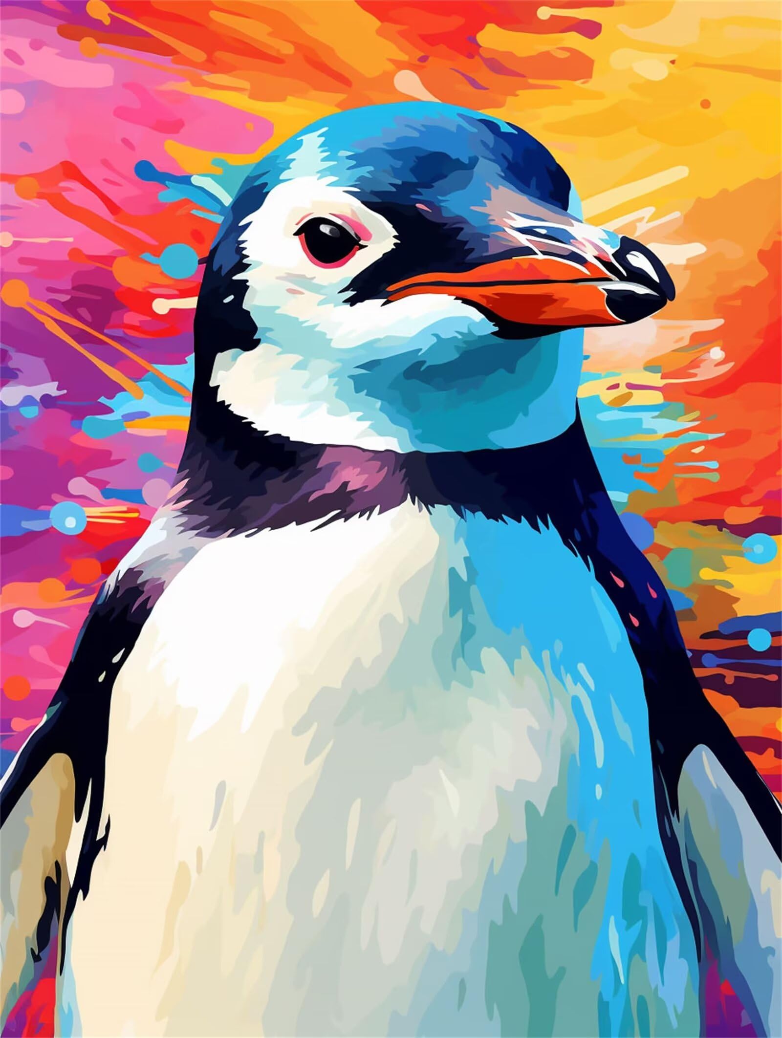 Linncen 24 Colors Paint By Numbers For Adults, Diy Penguin Canvas Oil Painting Kit For Kids Or Beginner, Animal Paint-By-Number Kits On Canvas, Acrylic Pigment Drawing Paintwork For Gifts And Home Wall Decor 12X16in