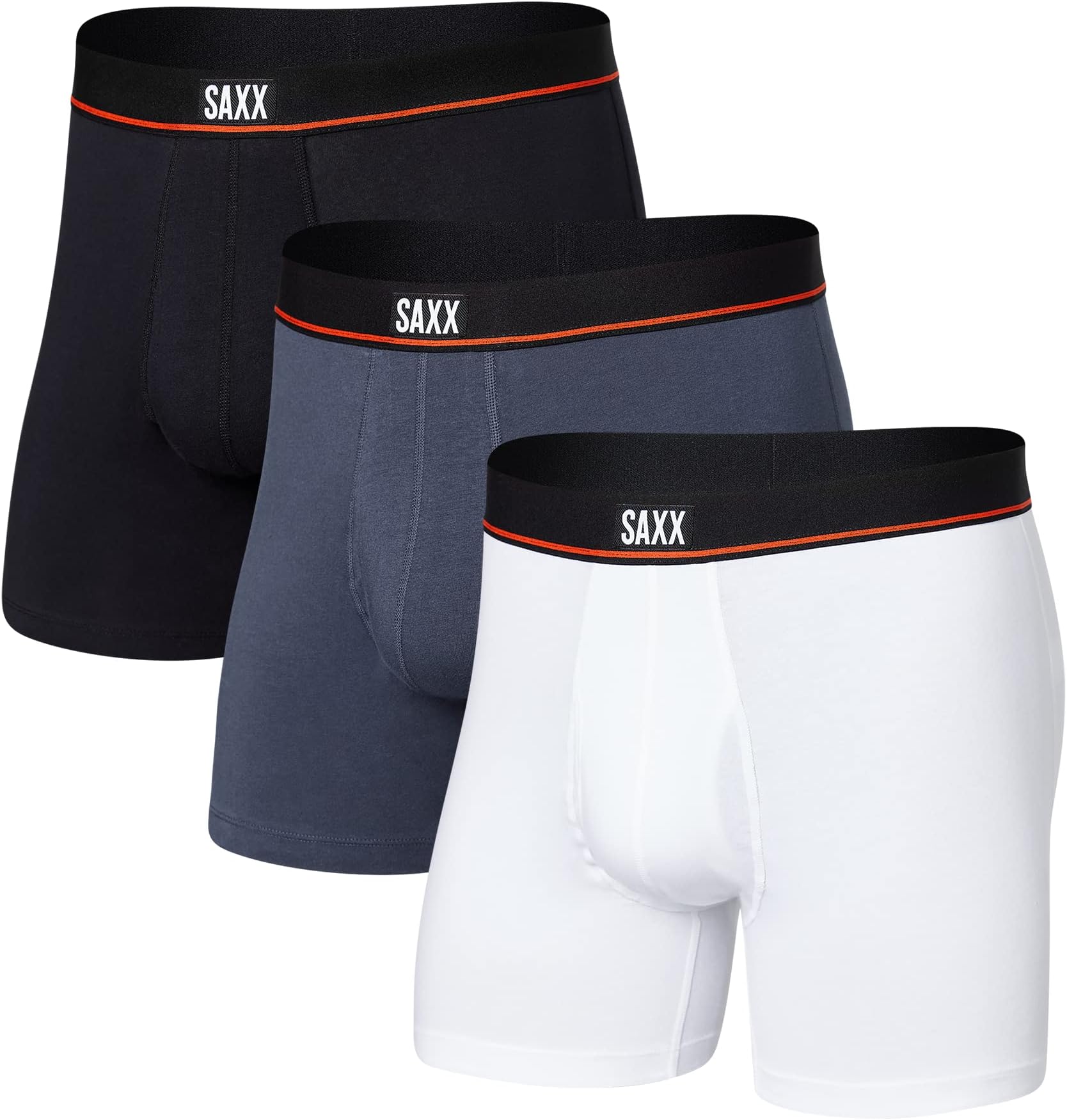 Men's Non-Stop Stretch Cotton Boxer Brief Fly 3Pk With Built-In Pouch Support - Underwear For Men