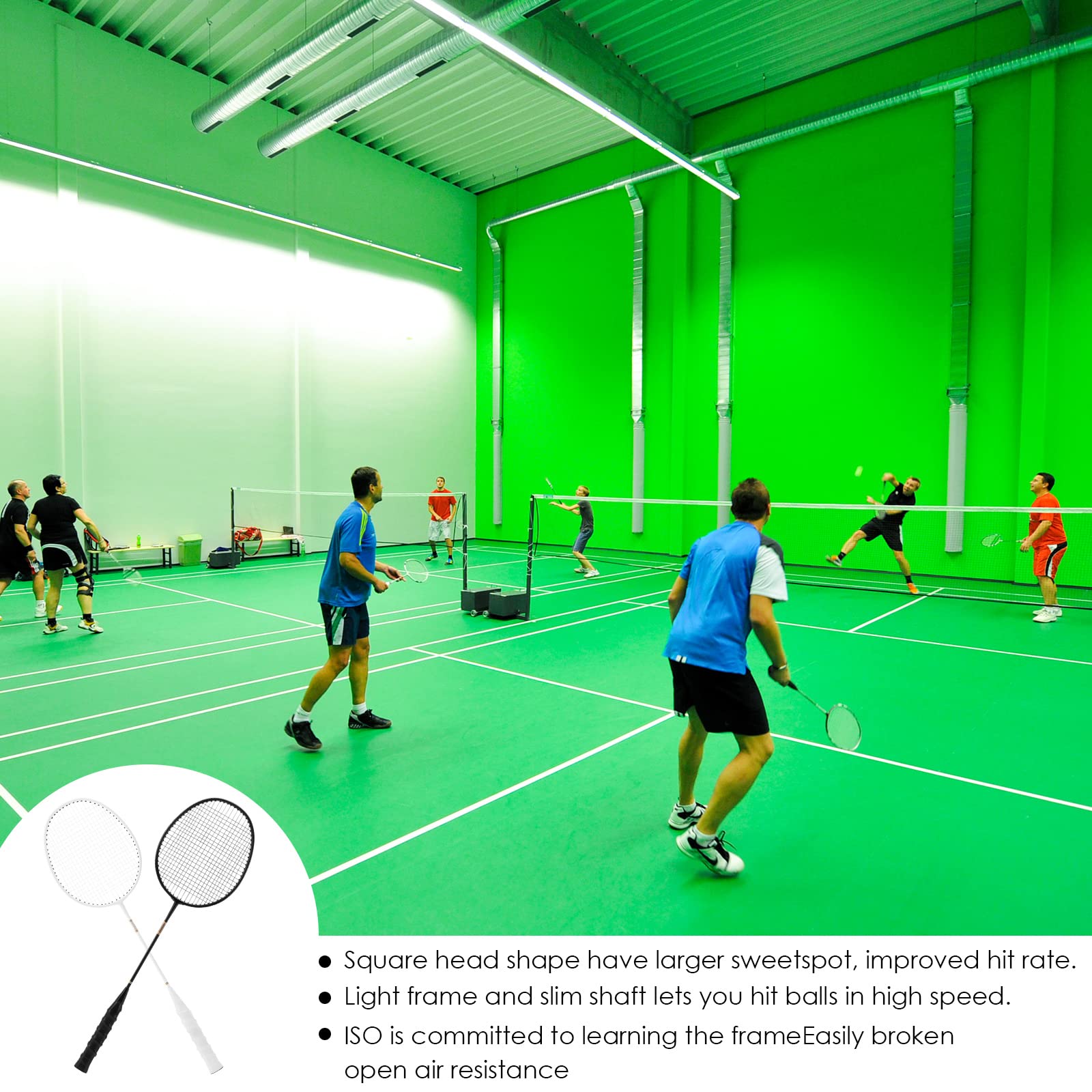 Set di 2 racchette da badminton in carbonio in alluminio con volani da badminton e borsa per il trasporto