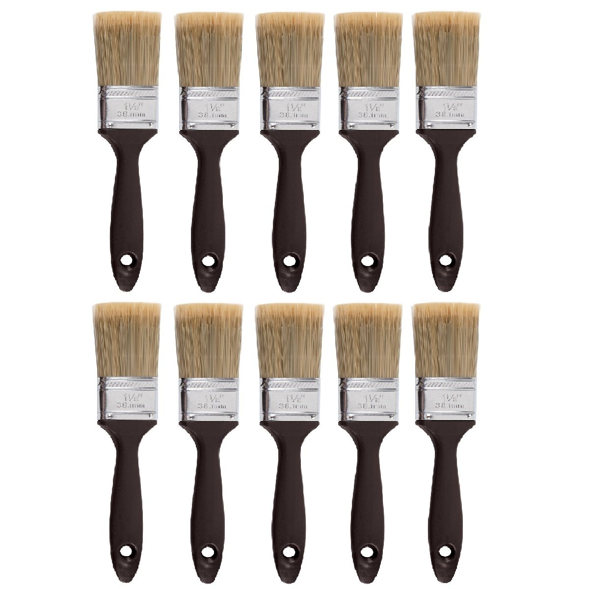 (10 Pcs) 1-1/2 in. Professional Brush for Latex and Acrylic Oil Paints Handle more bristles than regular Brush Feathered ends