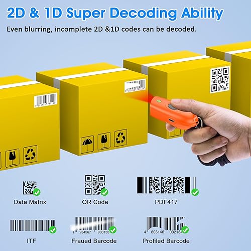 Miniatura 2 de Symcode Escáner de código de barras Bluetooth 2D Mini QR portátil escáner de código de barras 3 en 1 Bluetooth y 2.4G inalámbrico y USB con cable
