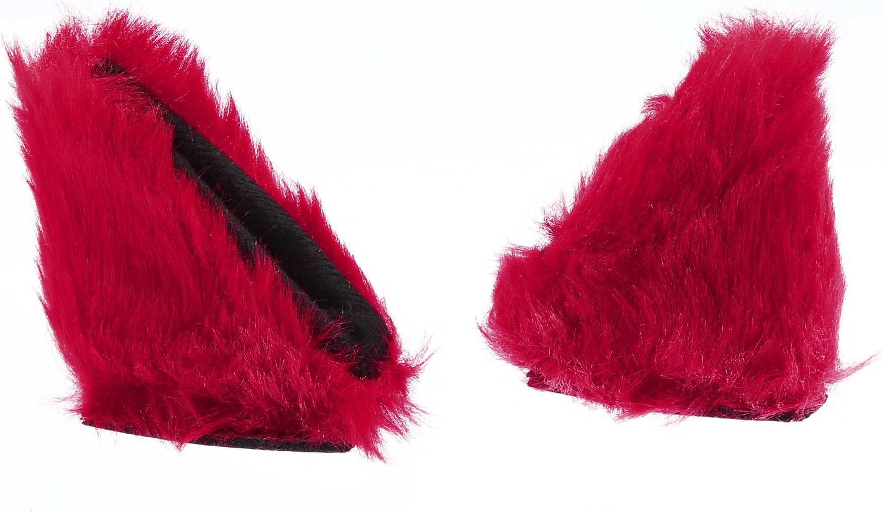 ACROPIX 1 Pair Universal Bicycle Motorcycle Self Adhesive Plush Cat Ears Shape for Helmet Decor Accessory Red Black