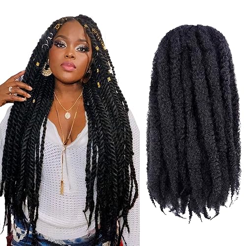Pack de 6 extensiones de pelo ToyoTress de estilo afro, kinky, rizado, marley, trenza, trenzas de pelo sintético con ganchillo