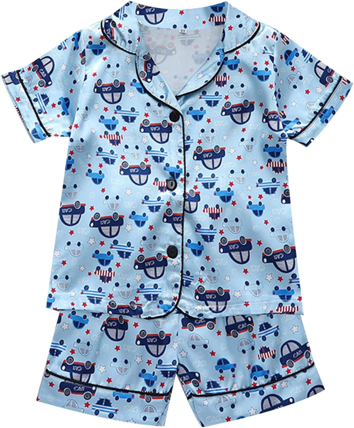 Toddler Satin 𝐏a𝐣ama Set Short Sleeve Sl𝐞epwear Outfit Button Down Loung𝐞wear with Shorts Boys Girls 𝐒ilk 𝐏ajamas
