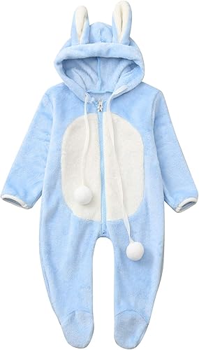 Miniatura 3 de IKevan Enterizo de forro polar para niños y niñas de 0 a 2 años, diseño de conejito de dibujos animados, para Pascua, invierno, para invierno