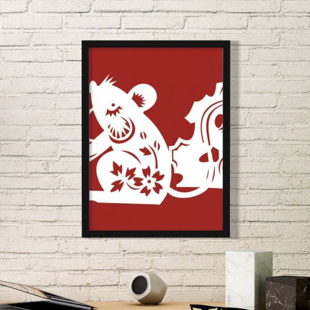 Cadre photo Rat du Zodiaque Chinois en bois noir décoratif Medium DIYthinker