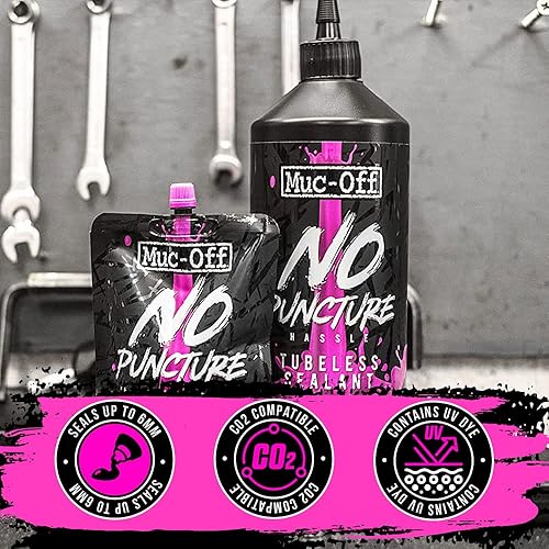 Miniatura 4 de Muc Off - Sellador sin cámara sin complicaciones de pinchazos (1 litro) y kit de reparación de tapón de perforación Muc Off para bicicletas