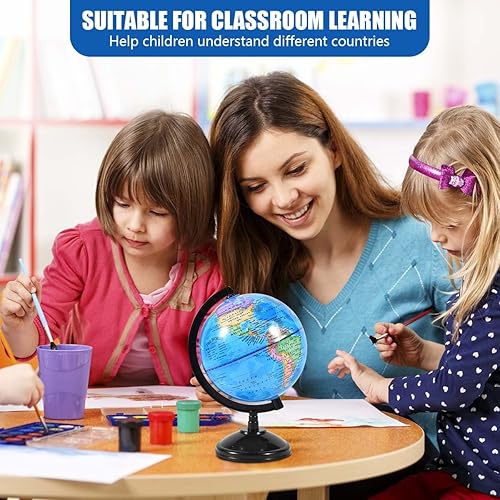 Miniatura 5 de Globo de mundo giratorio de 6 pulgadas con soporte para niños, aprendizaje de geografía, aula, educación u oficina, decoración del hogar