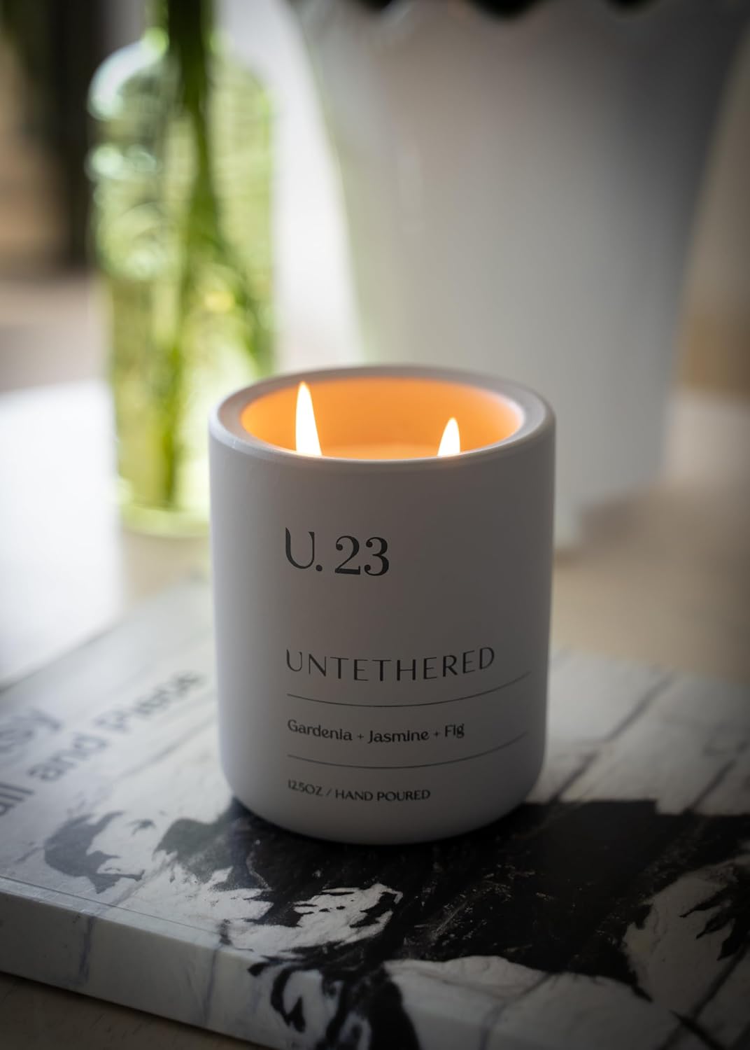 U.23 Luxury Scented Candle – Gardenia, Jasmine & Fig | Hand-Poured in USA with 100% Natural Coconut & Apricot Wax | Double Wick, Long-Lasting Aromatherapy Candle for Home, Gift & Relaxation (12.5 oz) - Image 5