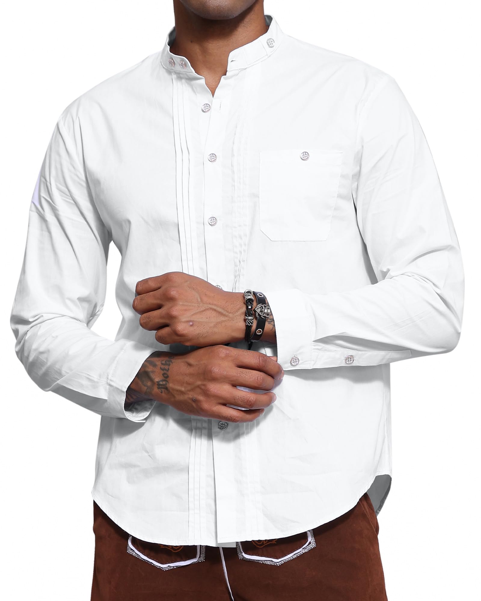 LVCBL Herren Langarm Oktoberfesthemd Freizeithemd Hemden Slim Fit Baumwolle