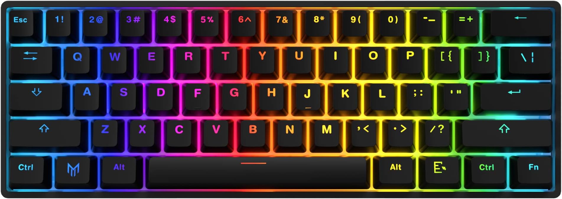 Matrix Elite Series Black 60% Mechanical Gaming Keyboard: Fast Switches - Millions of RGB Options - No Latency - 61 Keys - Doubleshot PBT keycaps - Hot Swappable (Brown Switches)