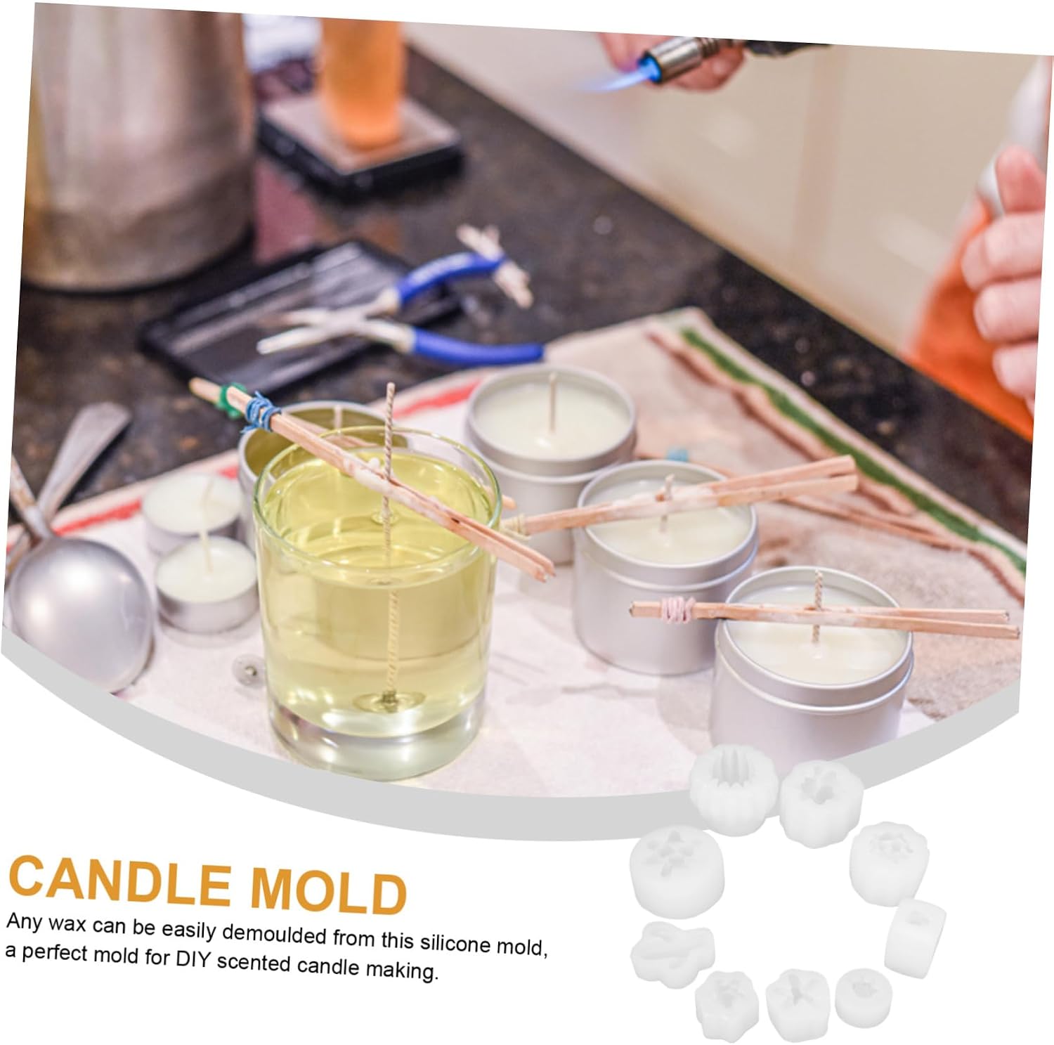 9Pcs Cactus Shaped Silicone Mold for DIY Scented Candle Making Flexible and Durable Craft Mold for Unique Candle Decorations Easy to Demold and Candle Lovers