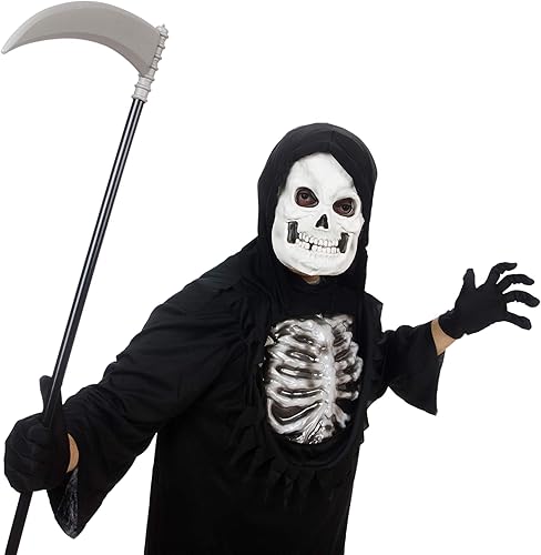 Miniatura 5 de Skeleteen Bastón de guadaña de la muerte gris Grim Reaper Death Halloween accesorios para disfraz de guadaña de armas