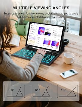 for Samsung Galaxy Tab S10 Lite/ S10 FE/ S9 FE 5G 10.9 Inch/Tab S9 11 Inch Keyboard Case, 7 Color Backlit, Slim Stand Cover Magnetic Detachable Wireless Bluetooth Keyboard with S Pen Holder, Black