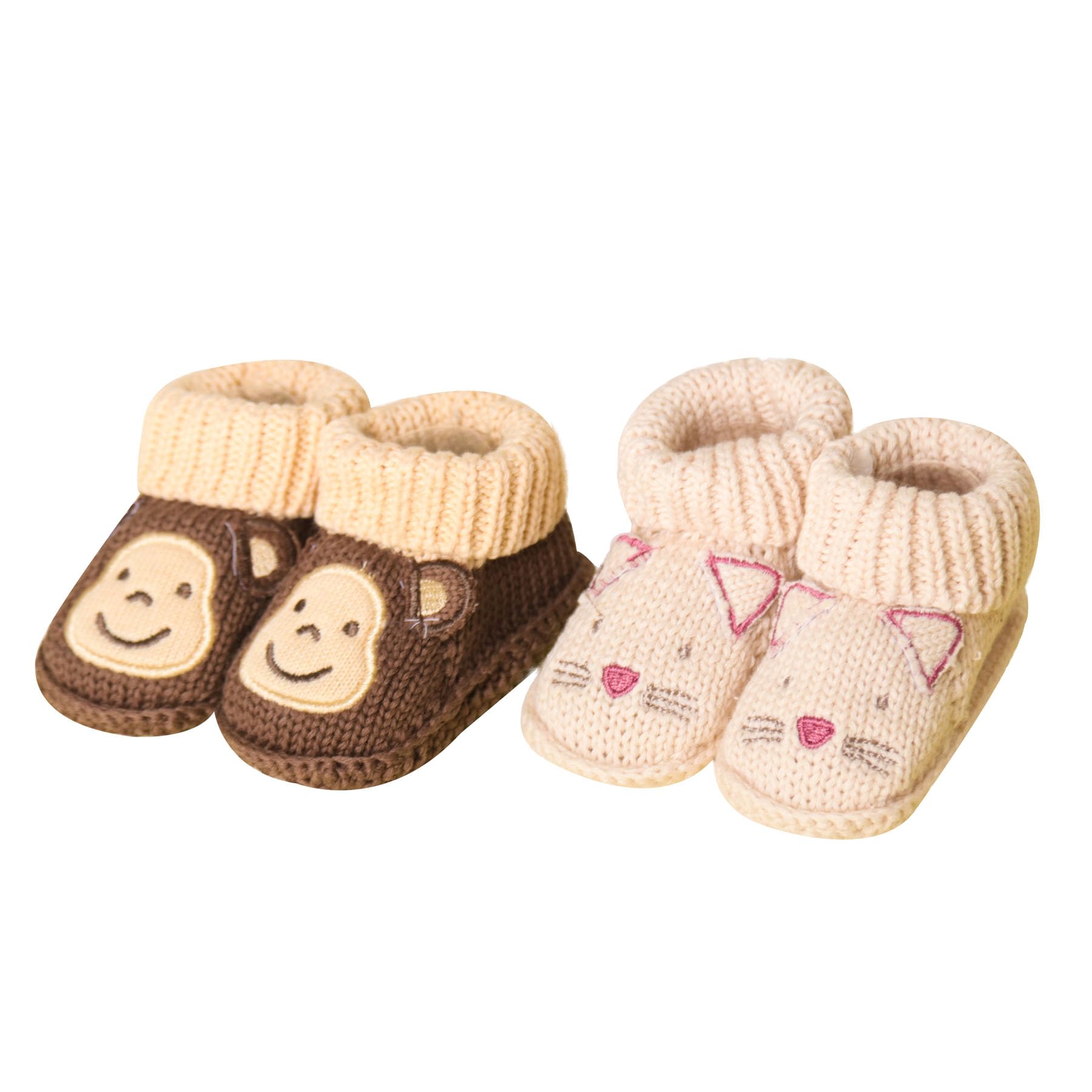 Baby Booties Newborn Infant Hand Crochet Knit Cotton Shoes Booties First Walking Slippers Indoor House Shoes for Baby 2 Pairs (Style2, Infant, 0 Months, Age Range, US Footwear Size System, 6 Months, Medium)